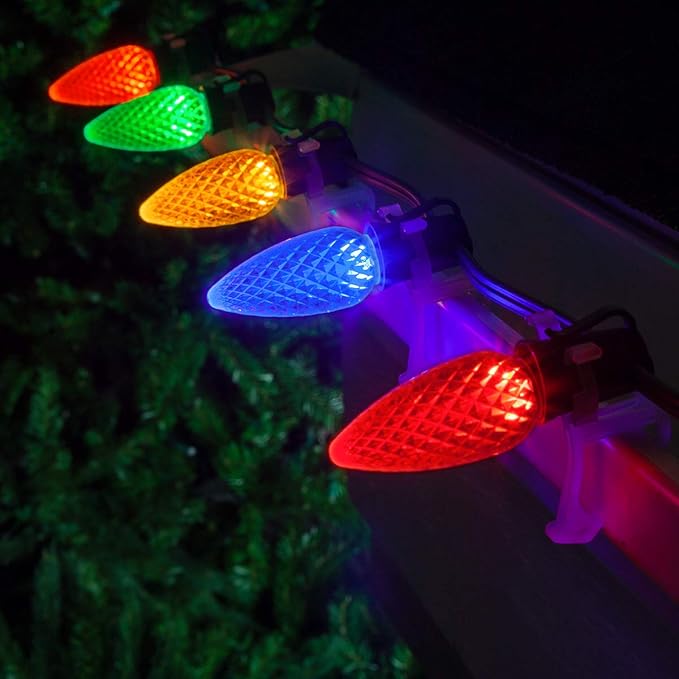 Wintergreen Lighting 100 C9 OptiCore LED Commercial Outdoor Christmas Lights – Heavy Duty Christmas String Lights; Green Wire (100 ft, Multicolor)