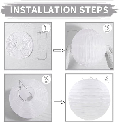 Purple Paper Lanterns Party Decorations, Hanging Round Paper Lanterns for Bachelorette Engagement Wedding Baby Bridal Purple Birthday Decorations (12 PCS)