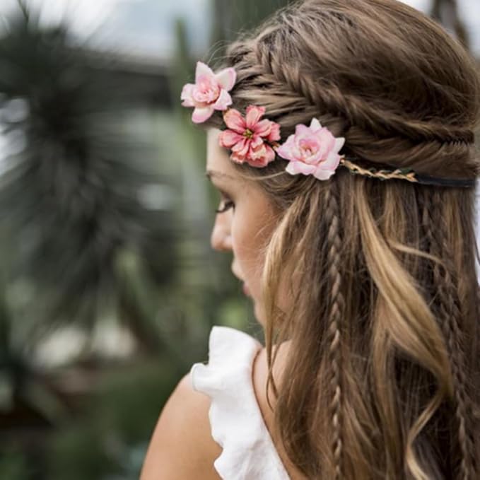 Women Headpieces Collection Accessories - 4PCS Boho Hair Wreaths, Flower Crowns, Tiaras for, Brides, Bridesmaids, Flower Girls, Weddings (A002-4PC)