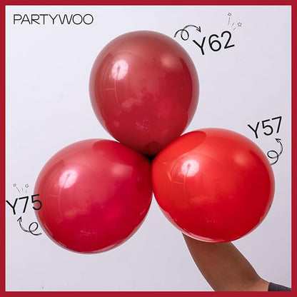 PartyWoo Burgundy Balloons 50pcs 5 Inch Small Dark Chestnut Red Maroon Balloons for Graduation Wedding Thanksgiving Birthday Bachelorette Citizenship Strawberry Theme Party Decorations Red-Y62