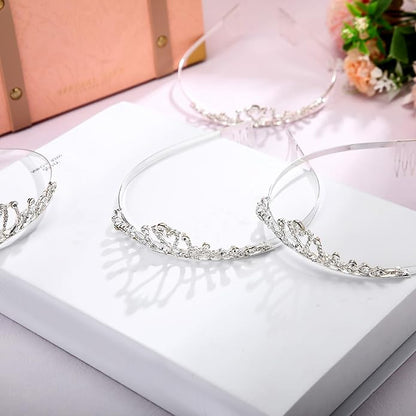 Remuuly 12 Pcs Princess Tiara for Women Silver Queen Tiara Rhinestone Hair Accessories, Princess Headbands Bulk for Bridal Wedding Birthday Prom Christmas Party, with Comb