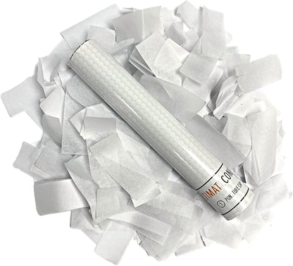 Ultimate Confetti Flick Stick Launcher - Handheld 6" Confetti Launcher Wand, Flick to Launch Biodegradable Tissue Confeti (White, 8 Confetti-Launcher Tubes, 2 Handful of Confettis per Wand, 1.5oz)
