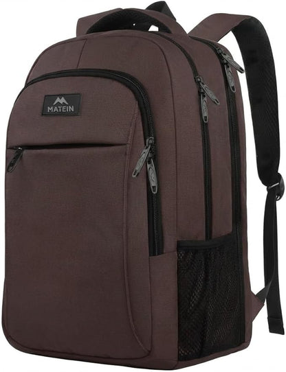 MATEIN Laptop Backpack, Extra Large TSA Friendly 17.3 Inch Travel Computer Backpack, Anti Theft Carry On Flight Approved Business Work College Backpack Bag for Men Women, Brown
