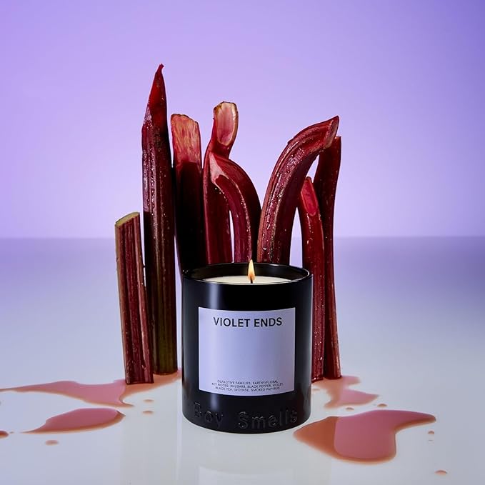 Boy Smells Violet Ends Candle - 27 oz - Aromatic Candle for Home with Rhubarb, Violet and Smoked Papyrus - Up to 100-Hour Burn - Cotton Wick