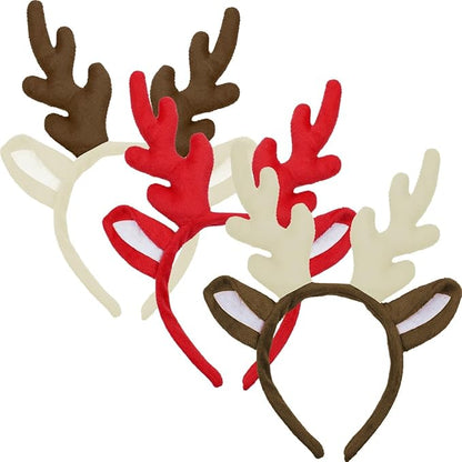3 Pieces Antlers Headband Christmas Reindeer Hairband Deer Constume Headwear for Girls Boys Women Men Christmas Party Favors