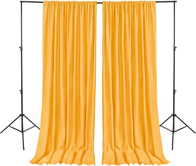 Hiasan Orange Yellow Backdrop Curtains for Parties, Polyester Photography Backdrop Drapes for Family Gatherings, Wedding Decorations, 5ftx7ft, Set of 2 Panels