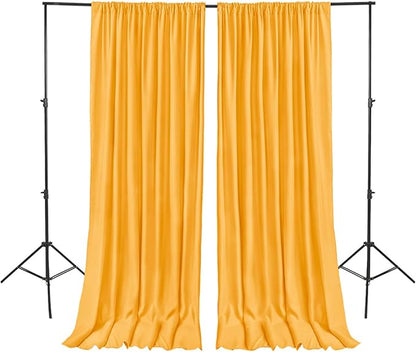 Hiasan Orange Yellow Backdrop Curtains for Parties, Polyester Photography Backdrop Drapes for Family Gatherings, Wedding Decorations, 5ftx7ft, Set of 2 Panels