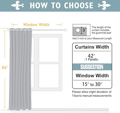 ChrisDowa Blackout Curtains 84 inches Long for Bedroom - Grommet Thermal Insulated Room Darkening Curtains for Living Room (1 Panel, Grey, 42 x 84 Inch)