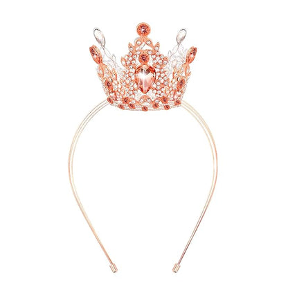 VELSCRUN Rose Gold Crystal Tiara Headband, Crowns for Women, Princess Girls Tiaras, Royal Queen Crown Princess Quinceanera Headpieces for Birthday Prom Bride Wedding Pageant Party Hair Band