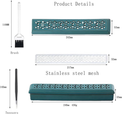CEREMONY Incense Holder,Ceramic Incense Holder for Sticks with Ash Catcher,Coffin Style Incense Box,Incense Burner for Meditation Yoga Spa Room Decor(Green)