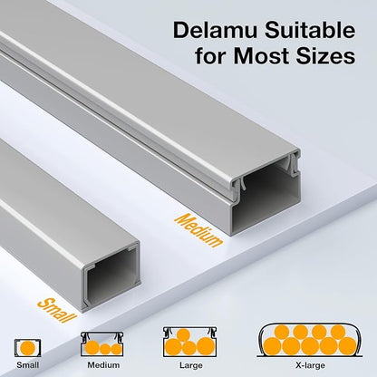 Delamu 157in Cord Hider, Cord Cover Wall Cable Management, Paintable Wire Cover for Cords, Cable Hider Raceway Kit, Cable Cover Concealer, Wire Hiders for TV on Wall, 10 X L15.7 W1.18 H0.6in, Grey