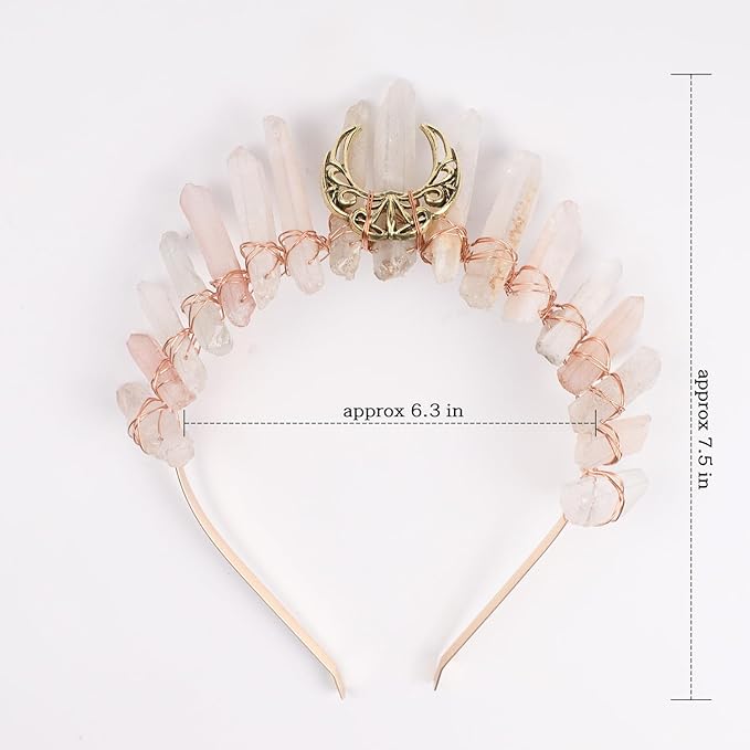 Natural Crystal Tiara Headband, Bridal Fairy Rhinestone Crown Headwear for Women Girls (xueya)