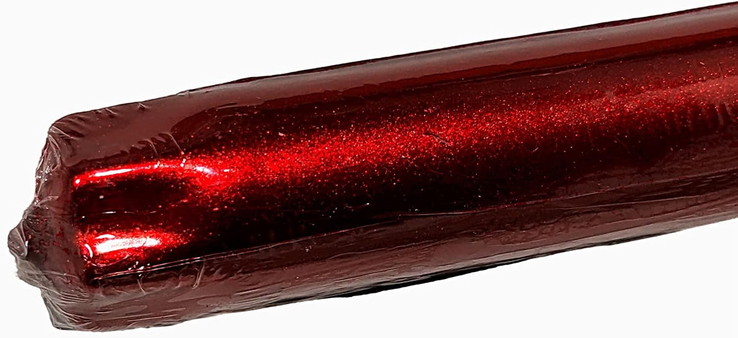 D'light Online Elegant 12" Unscented Metallic Red Taper Candles, Premium Quality Hand-Dipped Tapered Candles, Dripless and Smokeless - Set of 12 (12 Inch, Metallic Red)