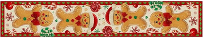 Christmas Gingerbread Table Runner 13x72 in Winter Table Runner Burlap Farmhouse Dining Tables Decoration with Candy Canes Red Green Christmas Design Holiday for Kitchen Dining Party Decor