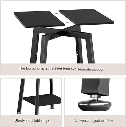 King Oasis 2-Tier End Table, Wooden Side Table with Storage Shelf, Sturdy Couch Sofa Side Table for Living Room Bedroom,Black