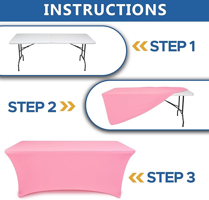 Table Cover for 4 Foot Rectangle Tables-8 Pack Pink Fitted Stretch Tablecloth-Elastic Spandex 4ft Folding Tablecloths for Party, Wedding, Banquet Buffet Event, Craft Trade Show
