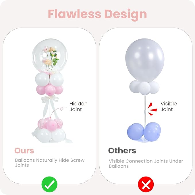 YALLOVE Balloon Stands for Table Set of 4, Adjustable Height 15.75 Inch, 23.62 Inch Balloon Centerpiece Stand, Acrylic Balloon Stick Holder with Base for Party Decorations (Balloons Not Included)