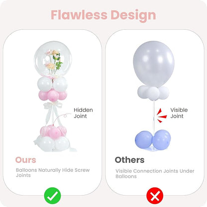 YALLOVE Balloon Stands for Table Set of 4, Adjustable Height 15.75 Inch, 23.62 Inch Balloon Centerpiece Stand, Acrylic Balloon Stick Holder with Base for Party Decorations (Balloons Not Included)