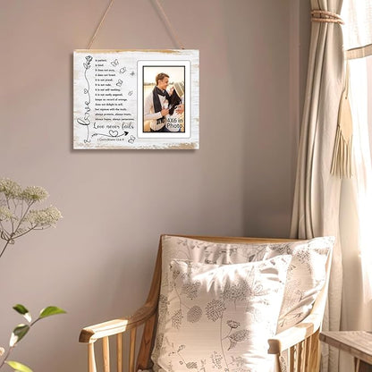 Couple Picture Frames Romantic Gifts for Her Couple Gifts for Wedding Anniversary Engagement Bridal Shower Marriage Bible Verse Love Photo Frame,Newlywed Religious Wedding Gift Wall Tabletop Decor
