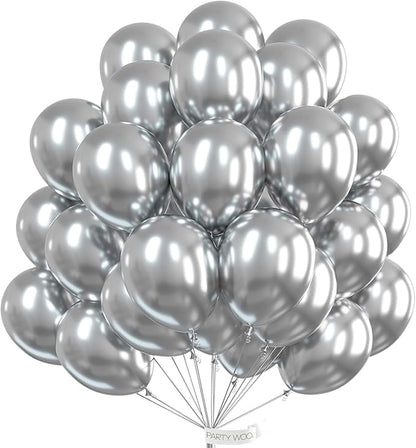 PartyWoo Silver Balloons 101pcs 12 Inch Silver Latex Helium Balloons for Birthday Wedding Anniversary Graduation Bachelorette Engagement Bridal Shower Retirement Party Decorations Silver-G102