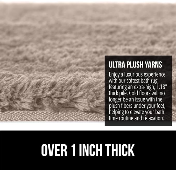GORILLA GRIP Bathroom Rugs, 60x24, Ultra Soft Absorbent Mat, Thick Plush Bath Rug, Machine Washable, Microfiber Quick Dry, Mats for Shower, Bathtub and Floor, Home Decor Accessories, Beige