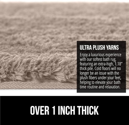 GORILLA GRIP Bathroom Rugs, 60x24, Ultra Soft Absorbent Mat, Thick Plush Bath Rug, Machine Washable, Microfiber Quick Dry, Mats for Shower, Bathtub and Floor, Home Decor Accessories, Beige