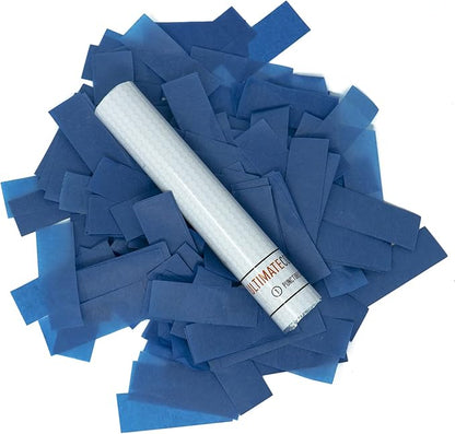 Ultimate Confetti Flick Stick Launchers - Handheld 6" Confetti-Launcher Wand, Flick to Launch Biodegradable Tissue Confetti (Dark Blue, 8 Confeti Launcher Tubes, 2 Handful of Confettis per Wand 1.5oz)