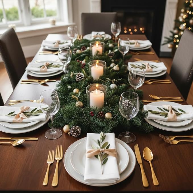 D'Moksha Homes White Linen Napkins 18 x 18 Inch - 100% Pure Linen Cloth Washable Dinner Napkins Set of 4 for Winter, Christmas, Holiday