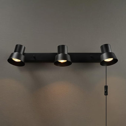 GLOBE Electric 64000115 22" 3-Light Plug-in Track Lighting, Matte Black, Adjustable Pivoting Heads, 15-Foot Cord, in-Line on/Off Rocker Switch, Modern Ceiling Light Fixture for Apartments or Renters