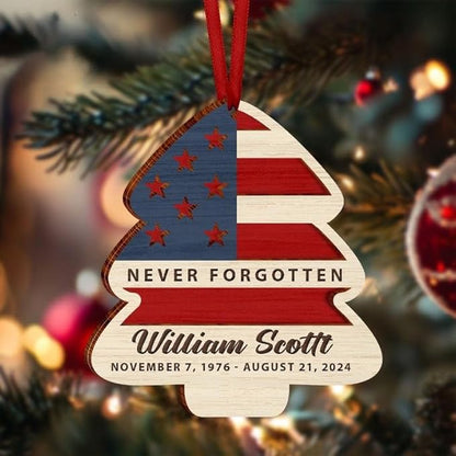 Custom Military Christmas Ornaments, Personalized Patriotic Christmas Tree Decorations, American Flag Ornament, Holiday Xmas Gifts for Veterans, Soldiers