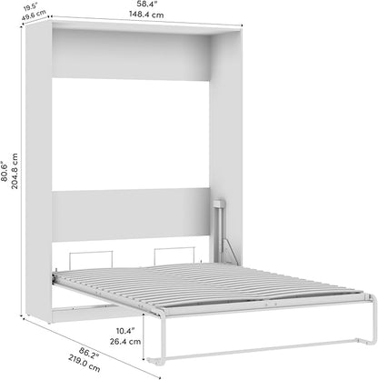 Bestar Claremont 59W Full Murphy Bed in White, Sleeping Arrangement for Multipurpose Area, Bedroom, Guest Room, or Living Room