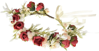 Floral Fall Camellia Flower Crown Rose Headpiece Wedding Bridal Flower Girl Halo Maternity Photo Props FL-03