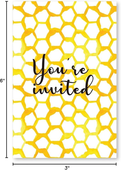 Soiceu Cute Bee-Day Bee 1st Birthday Invitations with Envelopes Set of 20 Watercolors Beehive Bee 1 Year Old First Birthday Party Invites