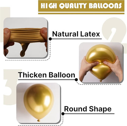 PartyWoo Metallic Gold Balloons 50pcs 5 Inch Small Mini Chrome Gold Latex Balloons for Graduation Baby Shower Gender Reveal Wedding Bachelorette New Year Birthday Party Decorations Gold-G101