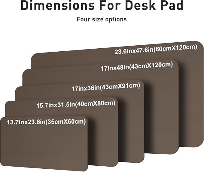 Aothia Faux Leather Desk Mat – Large Mouse Pad, Non-Slip PU Leather Blotter, Waterproof Writing Surface for Office and Home (Coffee, 47.2" x 23.6")