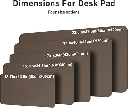 Aothia Leather Desk Pad Protector, Office Desk Mat, Large Mouse Pad, Non-Slip PU Leather Desk Blotter, Laptop Desk Pad, Waterproof Desk Writing Pad for Office and Home (48"x17", Coffee)
