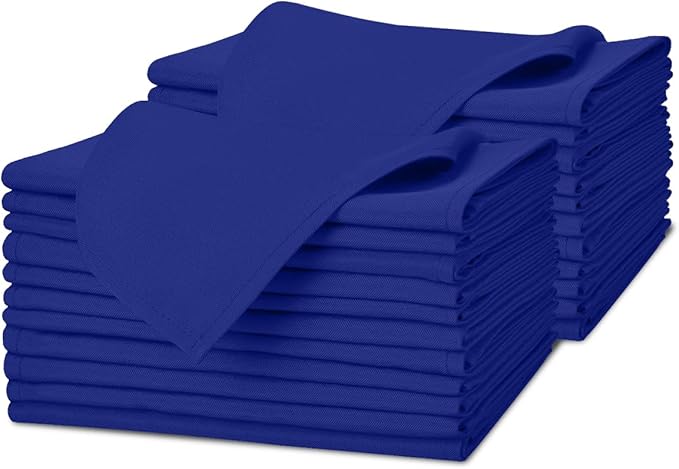 Royal Blue Cloth Napkins Bulk (Pack of 24) - 100% Polyester Dinner Linen Napkins Cloth Washable & Reusable - Durable with Hemmed Edges - Ideal for Parties and Weddings (17x17 Inches)