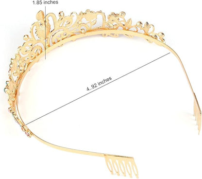 COCIDE Gold Tiara for Women Crystal Crown with Colorful Gemstones Rhinestones Hair Accessories for Girl Birthday Party Princess Prom Bride Wedding Bridal