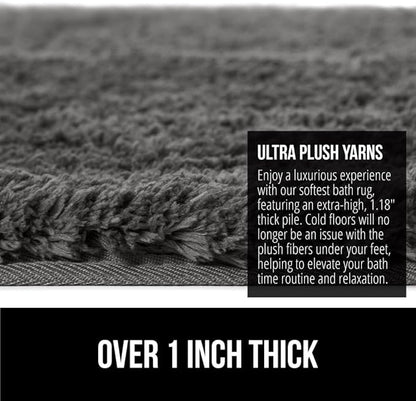 GORILLA GRIP Bathroom Rugs, 60x24, Ultra Soft Absorbent Mat, Thick Plush Bath Rug, Machine Washable, Microfiber Quick Dry, Mats for Shower, Bathtub and Floor, Home Decor Accessories, Charcoal