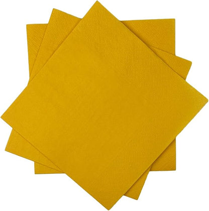 Ginger Yellow Cocktail Napkins 5 * 5inch disposable Beverage Napkin paper for Cocktail, Wedding, Dinner，Birthday Party Dessert Wine Paper Napkins（ 120 Count）