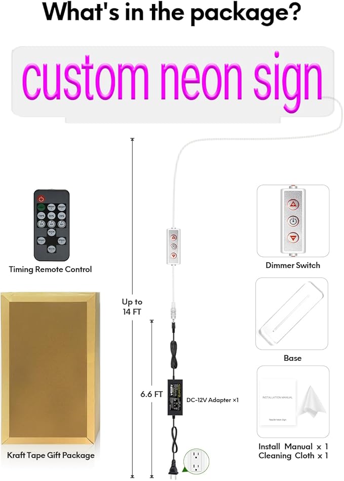 Tabletop Custom Neon Sign, Personalised Free Stand Led Neon Sign with Acrylic Base, for Business, Studio, Boutique, Salon, Barbershop, Home Decor,Bar