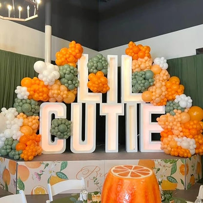 162pcs Little Cutie Baby Shower Decorations, Orange Sage Green Nude White and Confetti Balloons for Little Cutie Baby Shower Fruit Theme Birthday Party Decorations