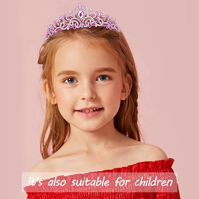 COCIDE Pink Tiaras and Crowns for Women Crystal Princess Tiara Rhinestone Queen Crown with Combs Bride Bridal Wedding Prom Halloween Christmas Birthday Party Hair Accessories for Girls