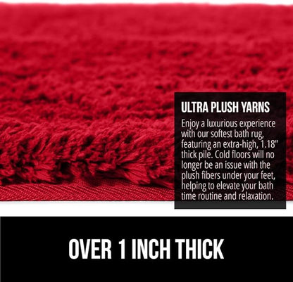 GORILLA GRIP Bathroom Rugs, 36x24, Ultra Soft Absorbent Mat, Thick Plush Bath Rug, Machine Washable, Microfiber Quick Dry, Mats for Shower, Bathtub and Floor, Home Decor Accessories, Red
