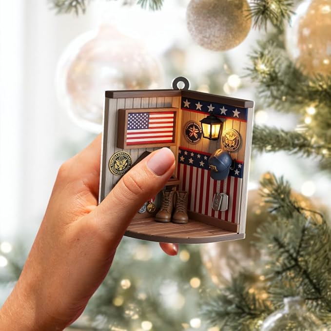 Custom Veteran Ornament, Personalized Military Christmas Tree Decorations, Patriotic Christmas Ornaments, Memorial Gifts for Veterans and Soldiers