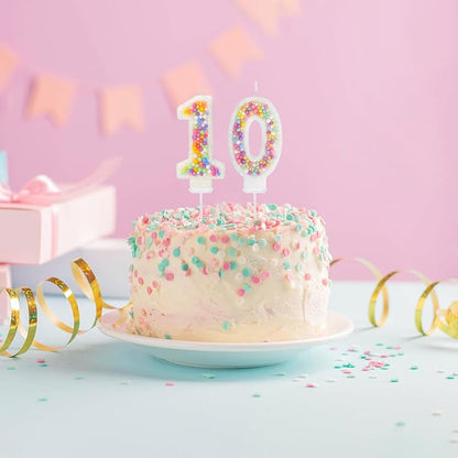 10th Birthday Candle for Cake, Colorful Macaron Numeral Candles for Boys/Girls, Theme Birthday Party Cake Decorations, Cake Topper for Birthday Party Supplies (Number 10)