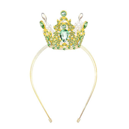 VELSCRUN Fairy Green Crystal Tiara Headband, Crowns for Women, Princess Girls Tiaras, Royal Queen Crown Princess Quinceanera Headpieces for Birthday Prom Bride Wedding Pageant Party Hair Band
