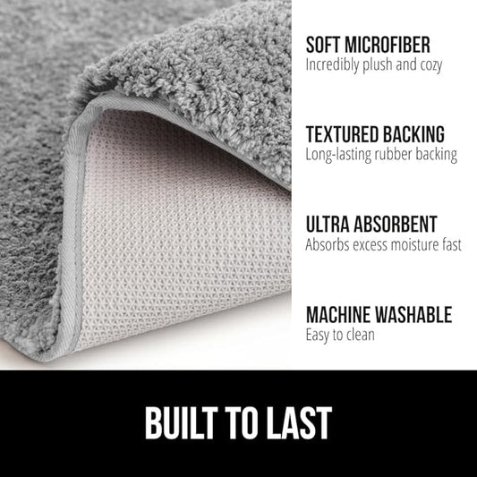 GORILLA GRIP Bathroom Rugs, 36x24, Ultra Soft Absorbent Mat, Thick Plush Bath Rug, Machine Washable, Microfiber Quick Dry, Mats for Shower, Bathtub and Floor, Home Decor Accessories, Grey