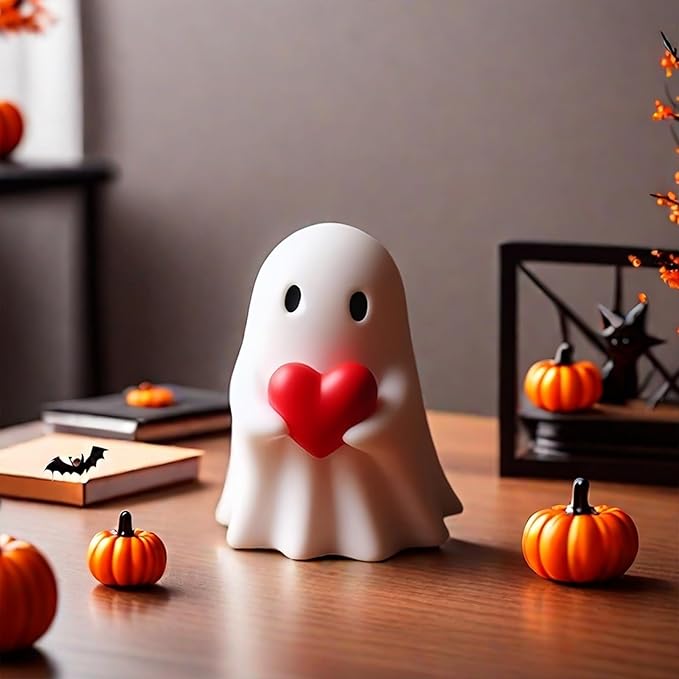 Halloween Ghost Figurine - Spooky Resin Statue, Cute Finger Ghost Ornaments, Perfect for Indoor & Porch Decor (C)