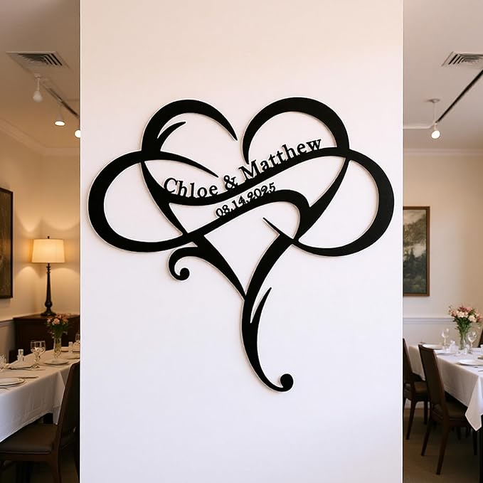 Personalized Infinity Heart Cloud Metal Sign for Couples,Custom Heart Cloud Full of Love Wall Decor with Couples Name and Date for Wedding,Anniversary,Valentines Day Gift